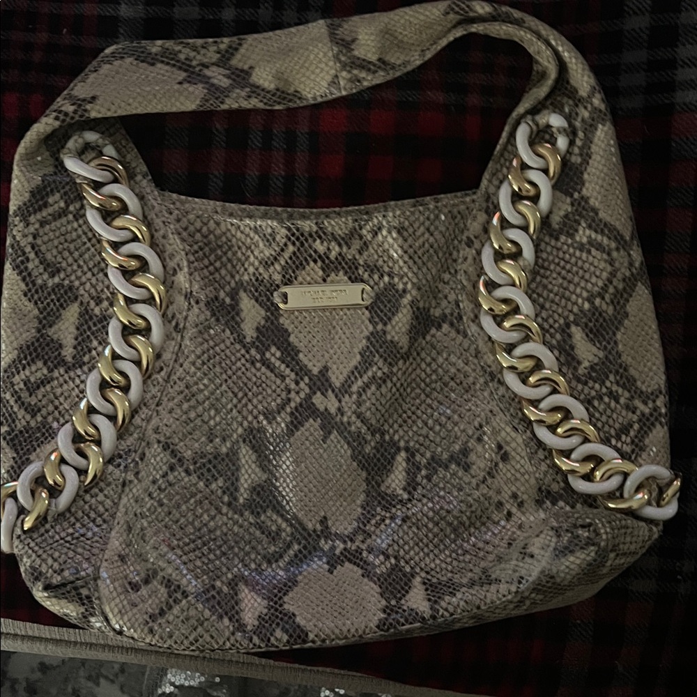 Michael Kors Snakeskin Shoulder Bag with Gold Chain